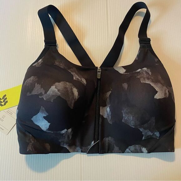 All in Motion High Support impact Black gray Print mesh camo Zip Front Bra 36DD - Picture 3 of 8